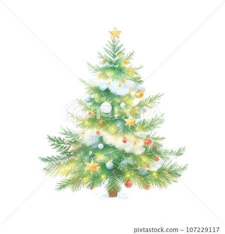Christmas tree drawn in watercolor 107229117