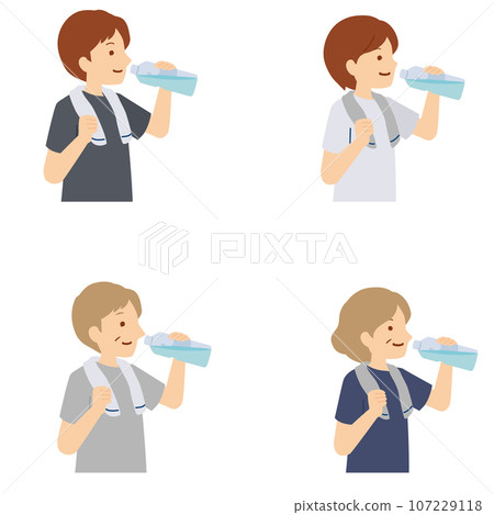Illustration of a person hydrating Illustration of a person hydrating 107229118