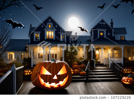 Halloween pumpkin lantern (Jack-o-Lantern) (AI generated image) Halloween pumpkin lantern (Jack-o-Lantern) (AI generated image) 107229226