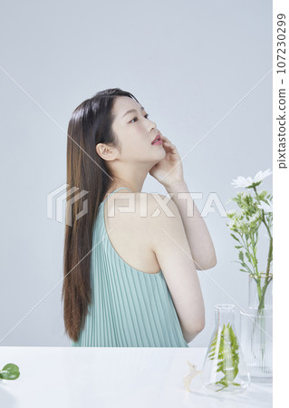 beauty concept photo of korean asain beautiful woman with cosmetic 107230299