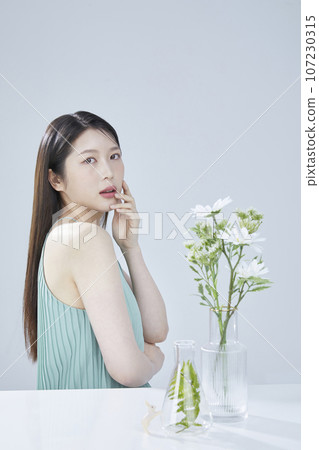 beauty concept photo of korean asain beautiful woman with cosmetic 107230315