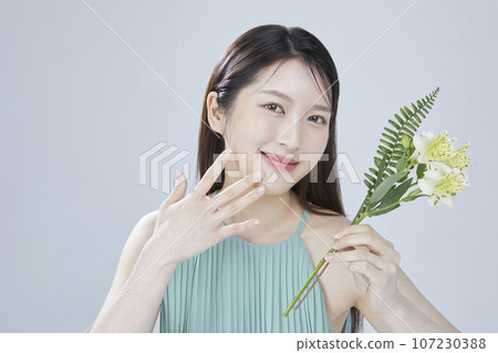 beauty concept photo of korean asain beautiful woman with cosmetic 107230388