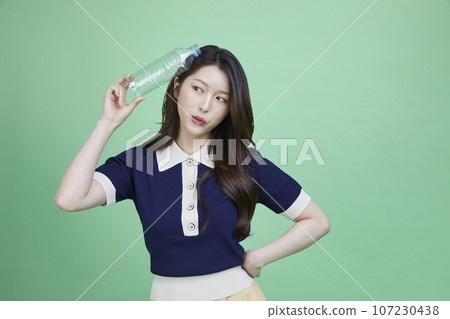 beauty concept photo of korean asain beautiful woman with recycling clothing 107230438
