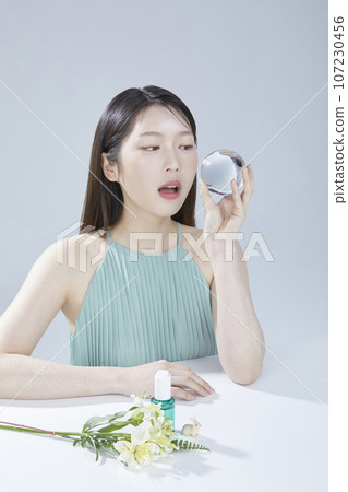beauty concept photo of korean asain beautiful woman with cosmetic 107230456