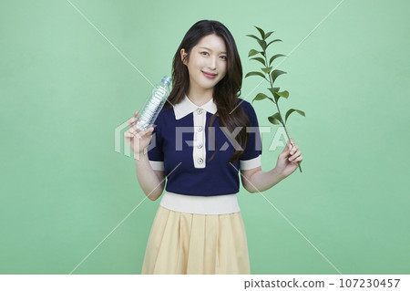 beauty concept photo of korean asain beautiful woman with recycling clothing 107230457