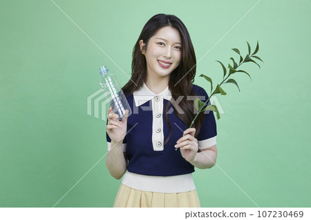 beauty concept photo of korean asain beautiful woman with recycling clothing 107230469