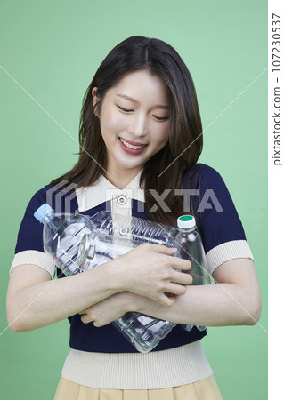 beauty concept photo of korean asain beautiful woman with recycling clothing 107230537