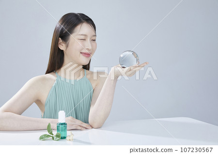 beauty concept photo of korean asain beautiful woman with cosmetic 107230567
