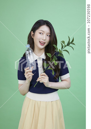 beauty concept photo of korean asain beautiful woman with recycling clothing 107230598