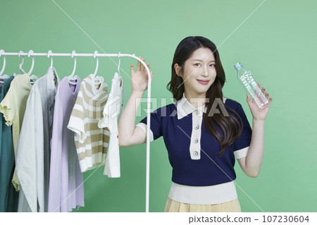 beauty concept photo of korean asain beautiful woman with recycling clothing 107230604