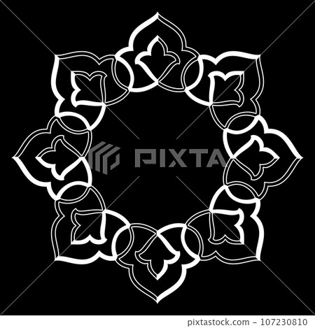 Decorative frame Elegant vector element for design in Eastern style, place for text. Floral black and white border. Lace illustration for invitations and greeting cards Decorative frame Elegant vector element for design in Eastern style, place for text. Floral black and white border. Lace illustration for invitations and greeting cards 107230810