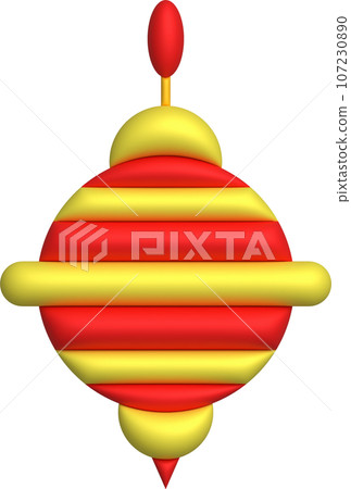 3D illustration Spinning top toy spinning game.Kids toys minimal style. 3D illustration Spinning top toy spinning game.Kids toys minimal style. 107230890