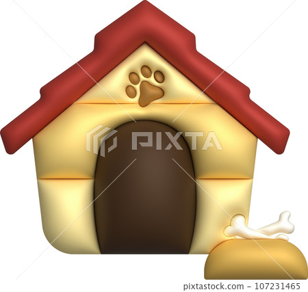 3D illustration bed for a pet, dog or cat. cute beds for your favorite pets, basket for rest. minimal style. 107231465