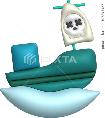 3D illustration toy pirate ship sailship, pirate galleon, cruise, fishing trawler. minimal style. 3D illustration toy pirate ship sailship, pirate galleon, cruise, fishing trawler. minimal style. 107231527