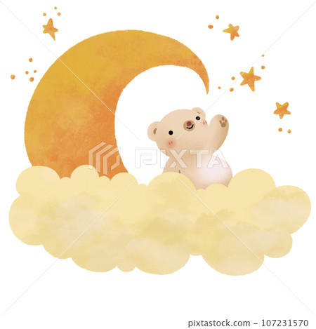 Cute bear and moon Cute bear and moon 107231570