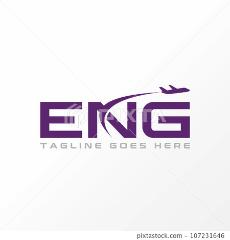 Logo design graphic concept creative abstract premium vector stock sign letter initial ENG font with flying plane. Related monogram typography aviation Logo design graphic concept creative abstract premium vector stock sign letter initial ENG font with flying plane. Related monogram typography aviation 107231646