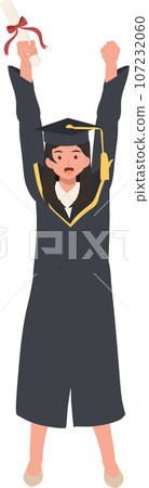 education, graduation and people concept. Smiling Graduating Student in Cap and Gown.Celebrating Success in Education education, graduation and people concept. Smiling Graduating Student in Cap and Gown.Celebrating Success in Education 107232060