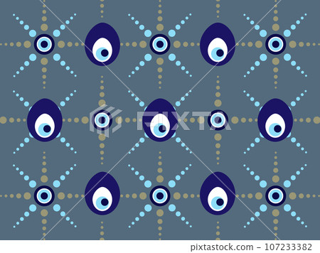 Evil eye seamless pattern. Magic talisman and occult symbol. Greek ethnic  blue, white and golden third eyes. Flat vector abstract wallpaper. Talisman  eye amulet seamless wallpaper illustration Stock Vector | Adobe Stock