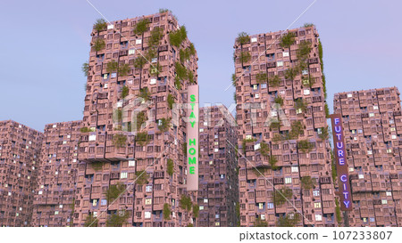 Neon night in a futuristic city. 3d rendering Neon night in a futuristic city. 3d rendering 107233807