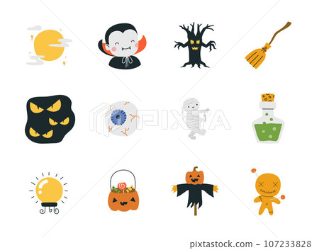 Spooky Halloween Icon Set. Spooky Halloween Icon Set. 107233828
