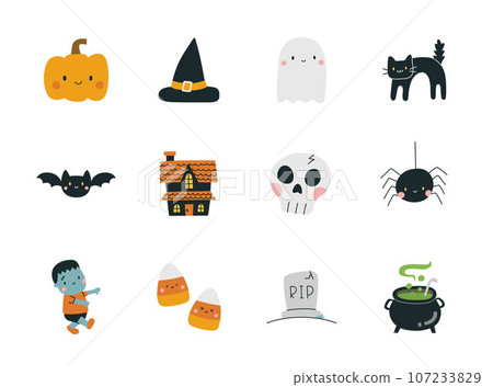 Spooky Halloween Icon Set. 107233829