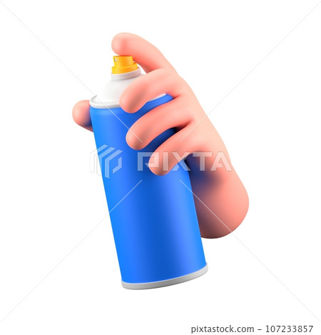 hand with blue spray bottle 107233857