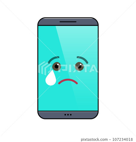 Crying mobile phone isolated emoticon Crying mobile phone isolated emoticon 107234018