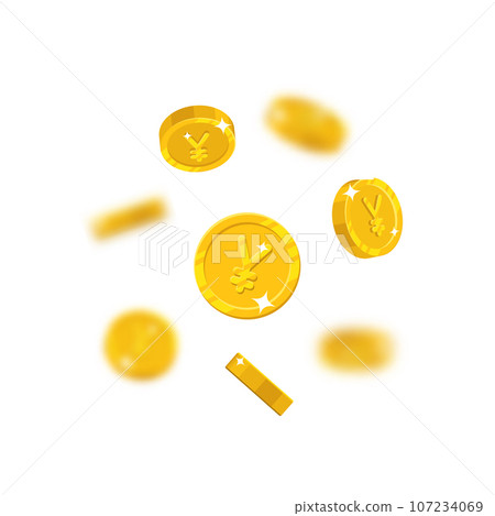 Gold Chinese yuan or Japanese yen flying cartoon isolated Gold Chinese yuan or Japanese yen flying cartoon isolated 107234069