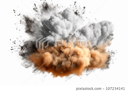 Fire explosion against white background. AI Generative 107234141