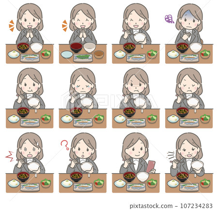 少婦吃飯的各種表情（套裝） 107234283