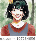 Smiling woman with flower decoration 107234656