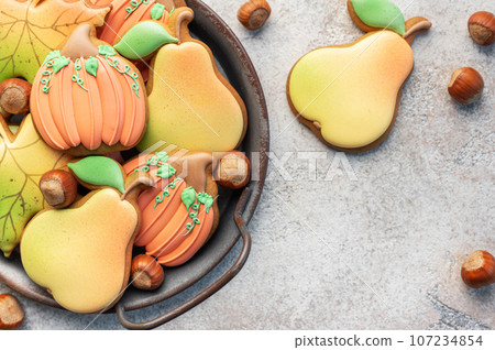 Multicolored autumn homemade cookies Multicolored autumn homemade cookies 107234854