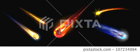 Meteor or comet space trail fire light effect Meteor or comet space trail fire light effect 107234994