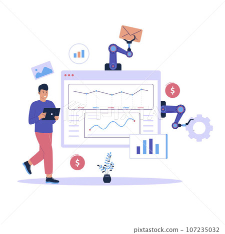 Digital marketing automation illustration. Flat design illustration 107235032