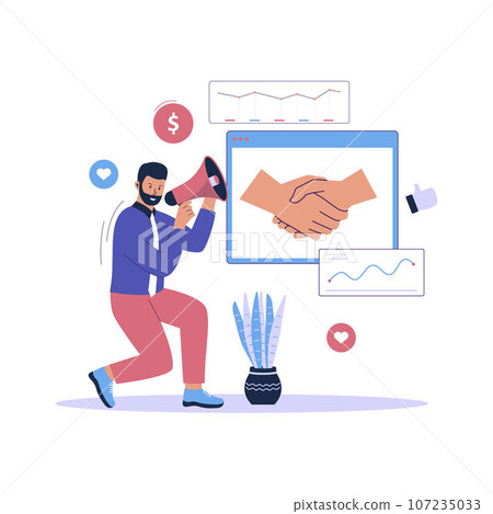 Affiliate marketing programs illustration. Flat design illustration 107235033