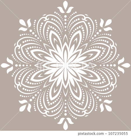 Round Vector Snowflake With Abstract Winter Ornament Round Vector Snowflake With Abstract Winter Ornament 107235055