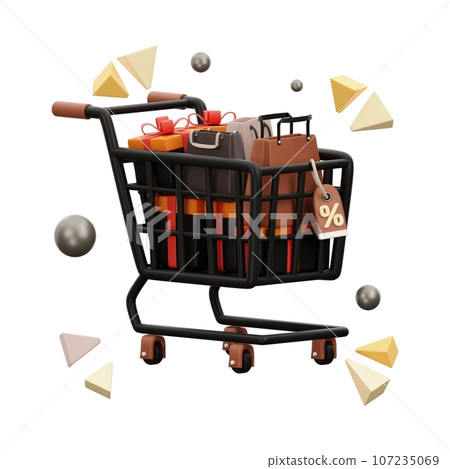 shopping cart with coins inside 107235069