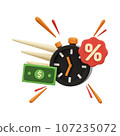 Flash Sale 3D Icon, Online Shopping Promo Concept 107235072