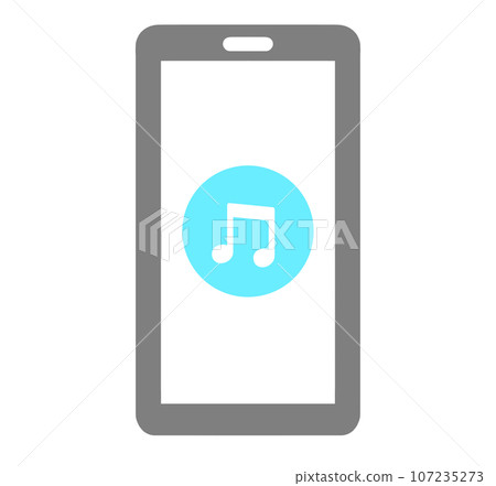 Musical note mark and smartphone Musical note mark and smartphone 107235273