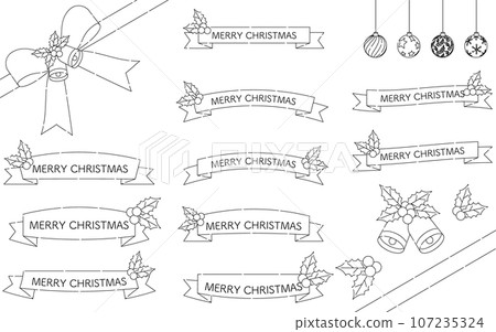 Black and white Christmas ribbon with simple - Stock Illustration  [107235324] - PIXTA