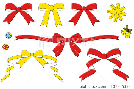 簡單可愛緞帶套裝（紅黃色） 107235334