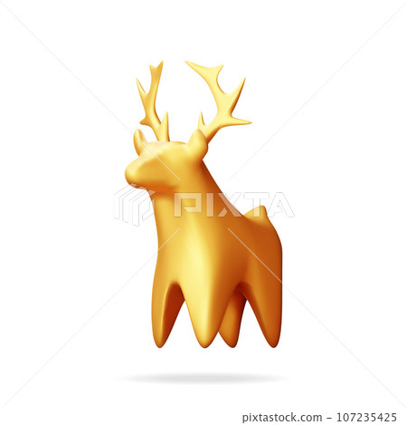 3D Christmas Deer Statue Isolated 3D Christmas Deer Statue Isolated 107235425