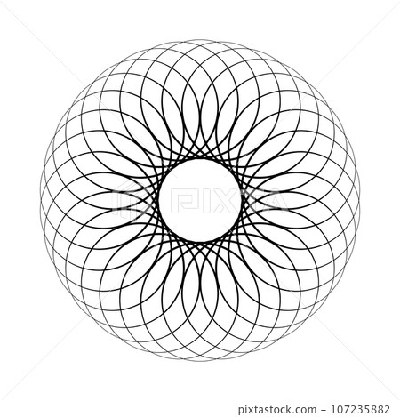 Abstract Circle Lines Spirograph Pattern. Round Rotation Design Element. Vector Art. 107235882