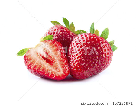 Strawberry on white backgrounds 107235971