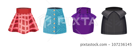 Different Skirts as Trendy Woman Clothes Vector Set 107236145