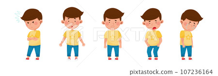 Little Boy Character Showing Face Expression and Emotion with Gesture Vector Set Little Boy Character Showing Face Expression and Emotion with Gesture Vector Set 107236164