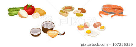 Food Product and Goods from Market Composition Vector Set Food Product and Goods from Market Composition Vector Set 107236339