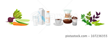 Food Product and Goods from Market Composition Vector Set 107236355