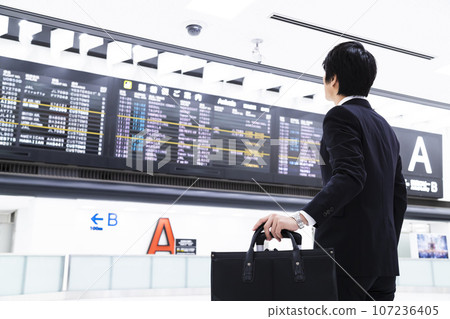 Young businessman going on a business trip from the airport 107236405