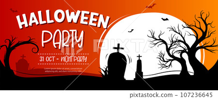 Halloween party invitations or greeting cards background. Halloween illustration template for banner, poster, flyer, sale, and all design. 107236645